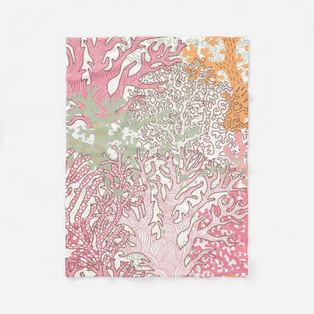 Bright underwater seamless pattern with beautiful  fleece blanket (Front)