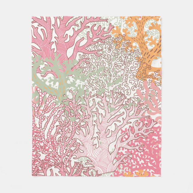 Bright underwater seamless pattern with beautiful  fleece blanket (Front)