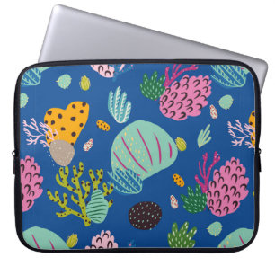 Bright underwater seamless pattern with beautiful laptop sleeve