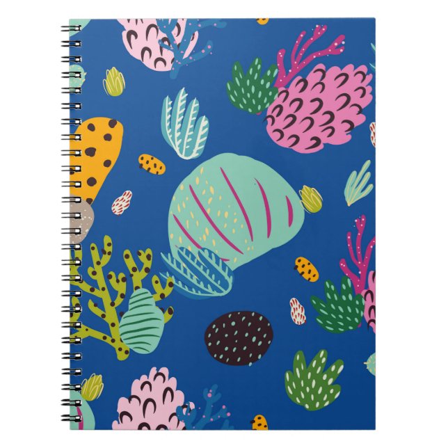 Bright underwater seamless pattern with beautiful  notebook (Front)
