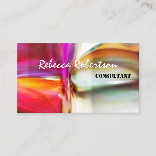 Bright Unique Pink Red Brown Abstract Art Business Card (Front)