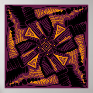 Bright universal square ornament. Lines, spots, do Poster