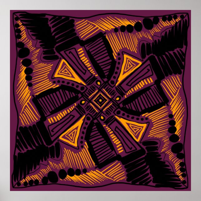 Bright universal square ornament. Lines, spots, do Poster (Front)