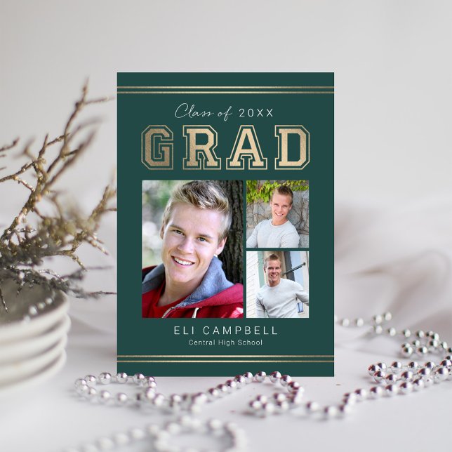 Bright Varsity Graduation Announcement Invitation (Creator Uploaded)