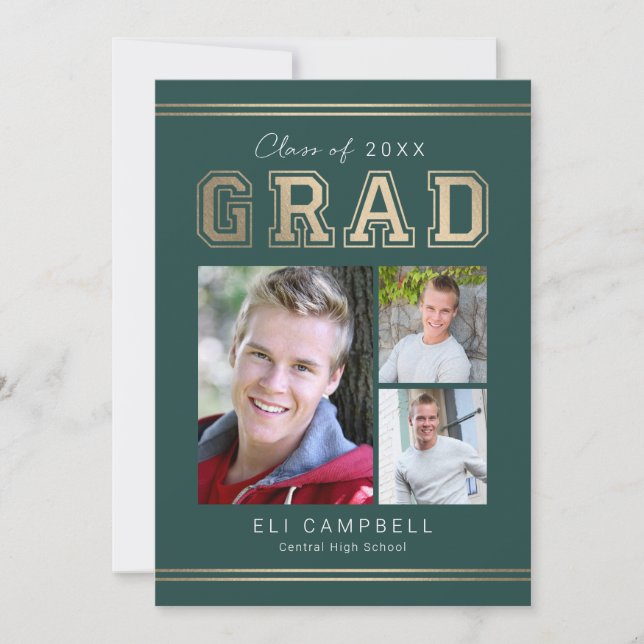 Bright Varsity Graduation Announcement Invitation (Front)