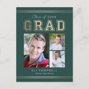 Bright Varsity Graduation Announcement Postcard