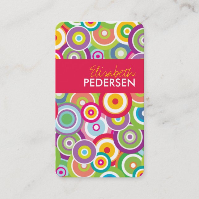 Bright Vector Circles Chic Business Cards (Front)