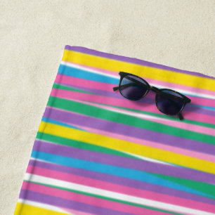 Bright Vertical Summer Stripes Beach Towel