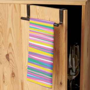 Bright Vertical Summer Stripes Tea Towel