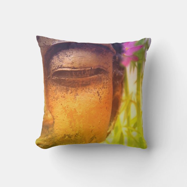 Bright & Vibrant Buddha & Bamboo Cushion (Front)