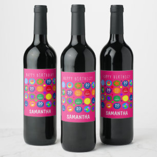 Bright,Vibrant & Colourful - Any Age Happy Birthda Wine Label