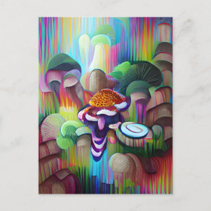 Bright Vibrant Colourful Psychedelic Pattern Postcard