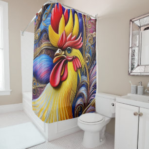 Bright Vibrant Rooster  Shower Curtain