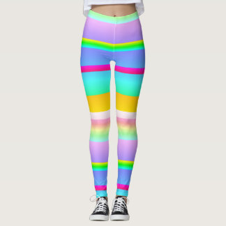 Bright vibrant striped leggings