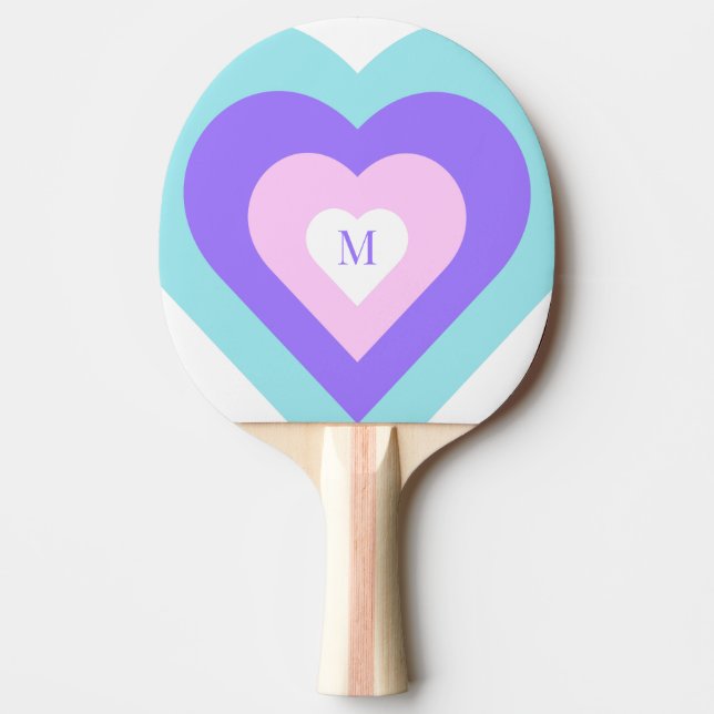 Bright Vibrant Y2k 2000s Multiple Hearts Ping Pong Paddle (Front)