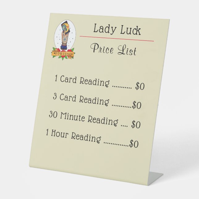 Bright Vintage Tarot Tattoo Pedestal Sign (Front)