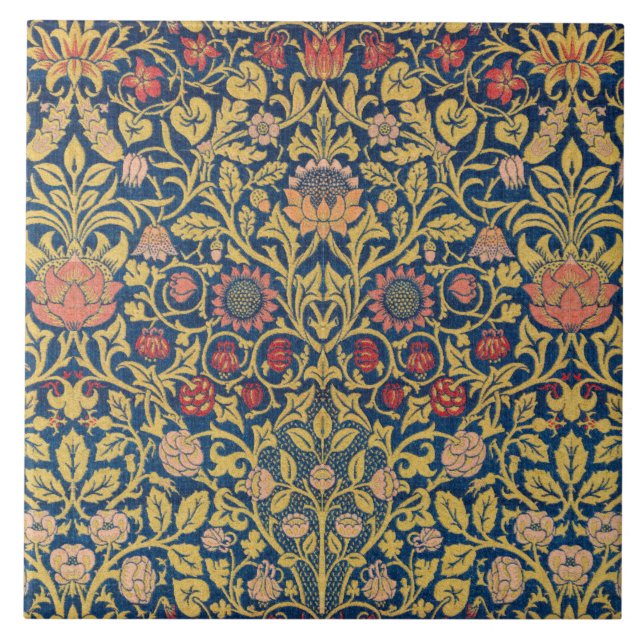 Bright Violet and Columbine (by William Morris) Ceramic Tile (Front)