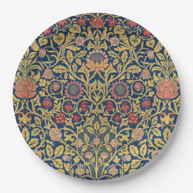 Bright Violet and Columbine (by William Morris) Paper Plate (Front)