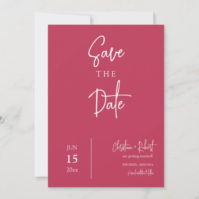 Bright Viva Magenta Modern Boho Save the Date Invitation (Front)