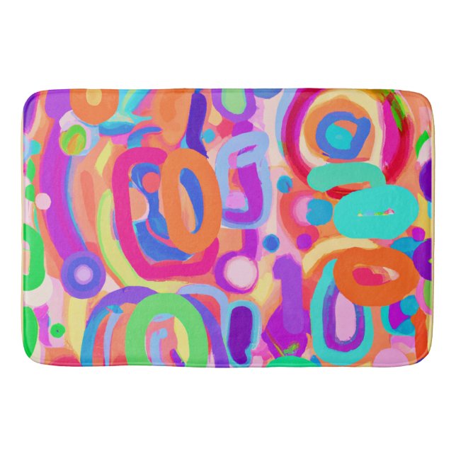 Bright Vivid Colours Pattern Bath Mat (Front)