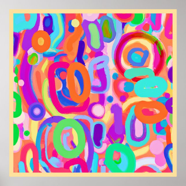 Bright Vivid Colours Pattern Poster (Front)