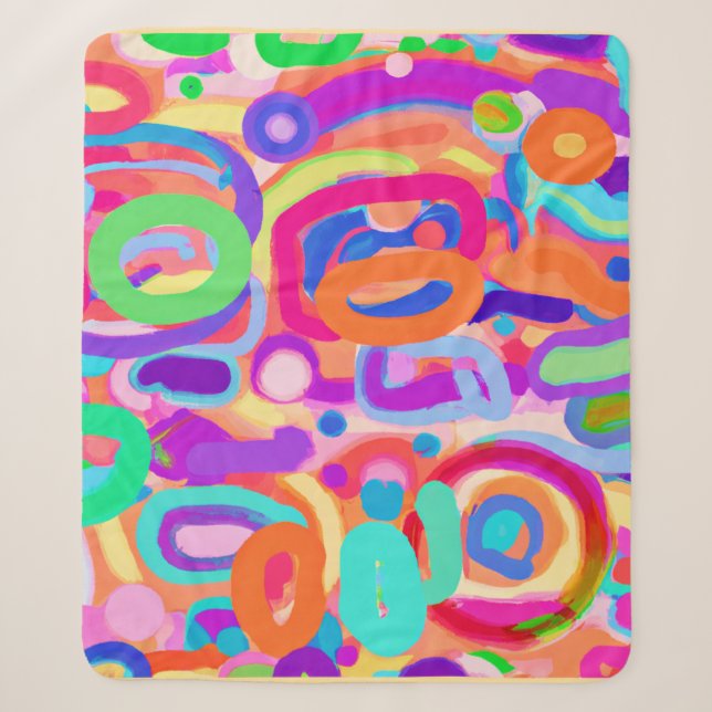 Bright Vivid Colours Pattern Sherpa Blanket (Front)