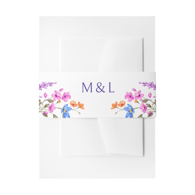 Bright Vivid Colours Wildflower Wedding Invitation Belly Band (Front Example)