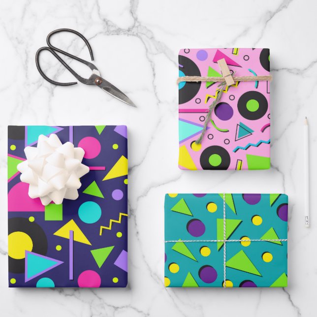 Bright, Vivid Shapes Wrapping Paper Sheet (Front)