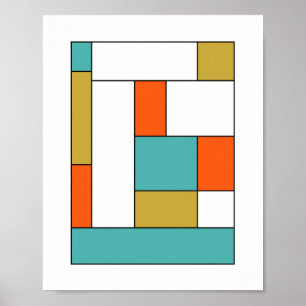 Bright Wall Art Mid Century Modern Style Blocks