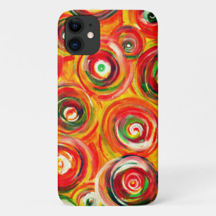 Bright Warm Circles and Swirls Original Abstract iPhone 11 Case