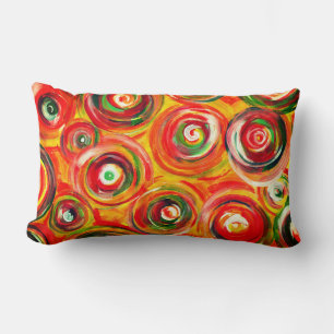 Bright Warm Circles and Swirls Original Abstract Lumbar Cushion