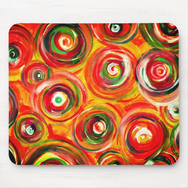 Bright Warm Circles and Swirls Original Abstract Mouse Pad (Front)
