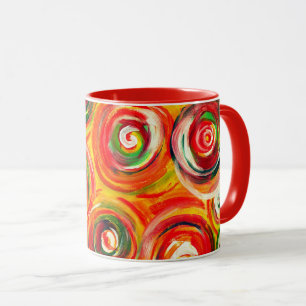 Bright Warm Circles and Swirls Original Abstract Mug