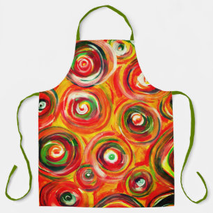 Bright Warm Circles and Swirls Original Art Apron