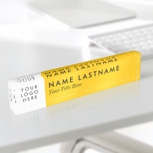 Bright Warm Yellow Custom Logo Elegant Nameplate