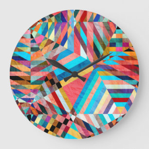 Bright Watercolor: Abstract Fantasy Background Large Clock