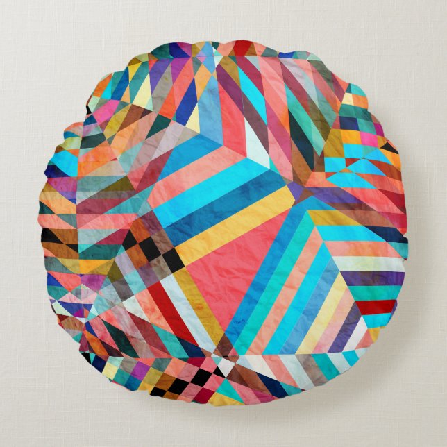 Bright Watercolor: Abstract Fantasy Background Round Cushion (Front)