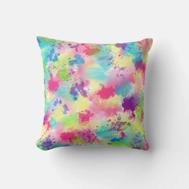 Bright Watercolor Abstract Pillow (Front)
