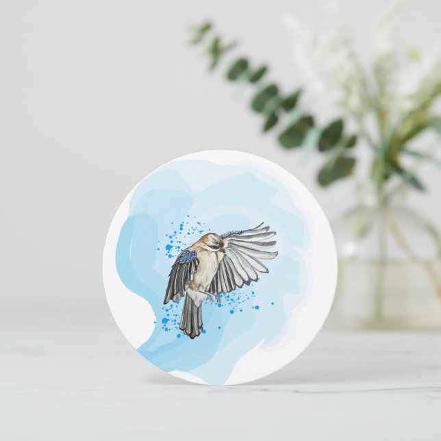 Bright watercolor blue jay (Standing Front)