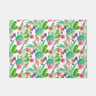 Bright Watercolor Cactus & Succulent Pattern Doormat
