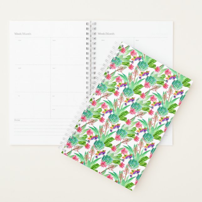 Bright Watercolor Cactus & Succulent Pattern Planner (Display)
