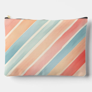 Bright Watercolor Colourful Stripe Pattern Accessory Pouch
