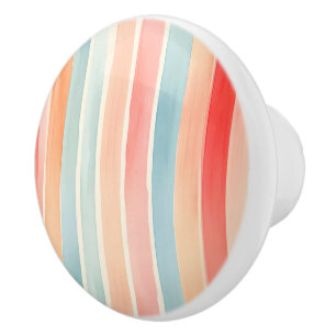 Bright Watercolor Colourful Stripe Pattern Ceramic Knob
