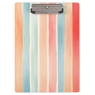 Bright Watercolor Colourful Stripe Pattern Clipboard