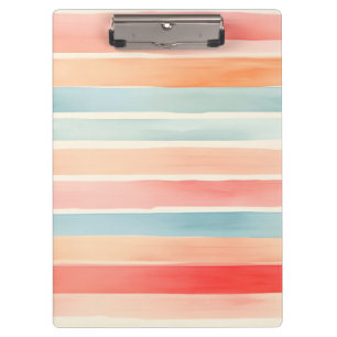 Bright Watercolor Colourful Stripe Pattern Clipboard