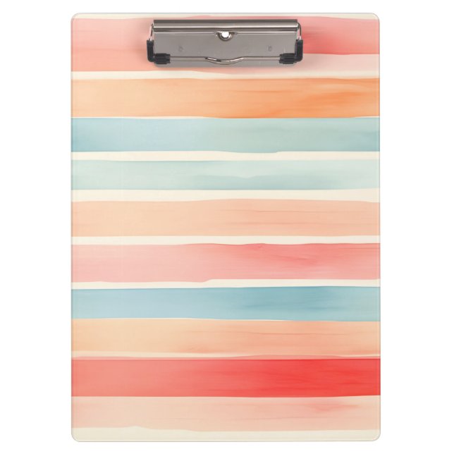 Bright Watercolor Colourful Stripe Pattern Clipboard (Front)