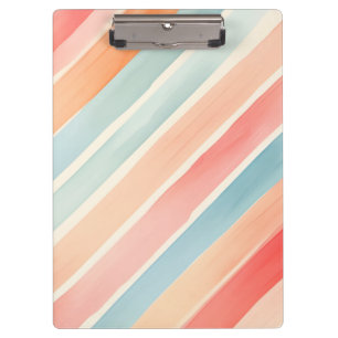 Bright Watercolor Colourful Stripe Pattern Clipboard