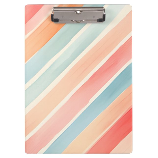 Bright Watercolor Colourful Stripe Pattern Clipboard (Front)
