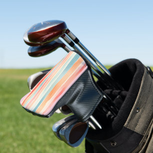 Bright Watercolor Colourful Stripe Pattern Golf Head Cover