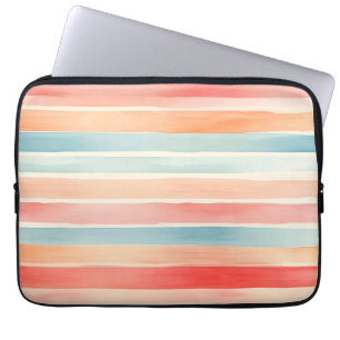 Bright Watercolor Colourful Stripe Pattern Laptop Sleeve